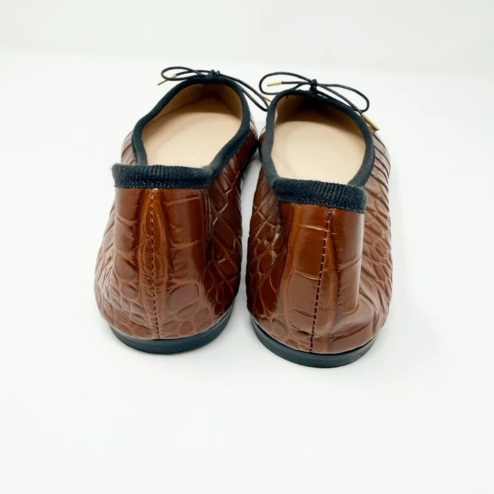 AGL Jomy Pointed Toe Ballet Flat Women's Size 39.5 (9.5 US) Cognac Made In Italy